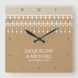 Rustige  lace Kraft Paper-typografie Vierkante Klok