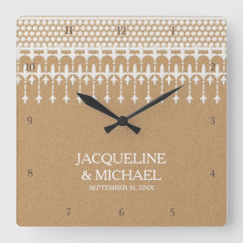 Rustige  lace Kraft Paper-typografie Vierkante Klok