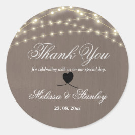 Rustige Lace String Light Calligraphy Hartelijk da Ronde Sticker