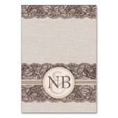 Rustige lace trouwtafel nummerkaarten Burlap Kaart (Achterkant)