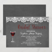 Rustige Lace Wine Tasting Bridal Shower Uitnodigin Kaart (Voorkant / Achterkant)