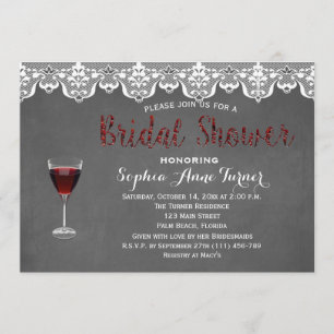 Rustige Lace Wine Tasting Bridal Shower Uitnodigin Kaart
