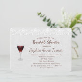 Rustige Lace Wine Tasting Bridal Shower Uitnodigin Kaart (Staand voorkant)