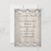 Rustige Lace Wood Wedding Save the Date (Voorkant)