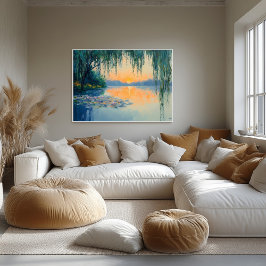 Rustige Lake Sunset impressionistische kunst aan d Poster