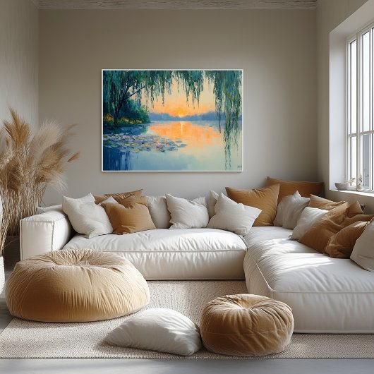 Rustige Lake Sunset impressionistische kunst aan d Poster