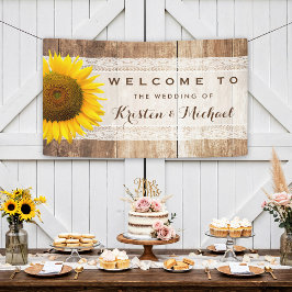 Rustige Land Barn Wood Sunflower Wedding Party Spandoek