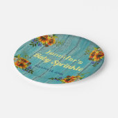Rustige Land Blue Sunflower Baby Sprinkle Party Papieren Bordje (Gekanteld)