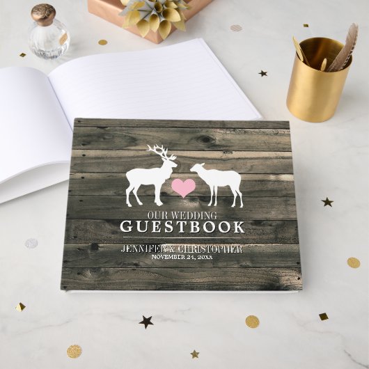 Rustige Land Buck and Doe Wedding Gastenboek (Voorkant open)