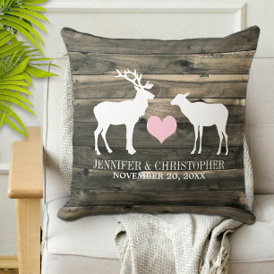 Rustige Land Buck and Doe Wedding Pillow Kussen