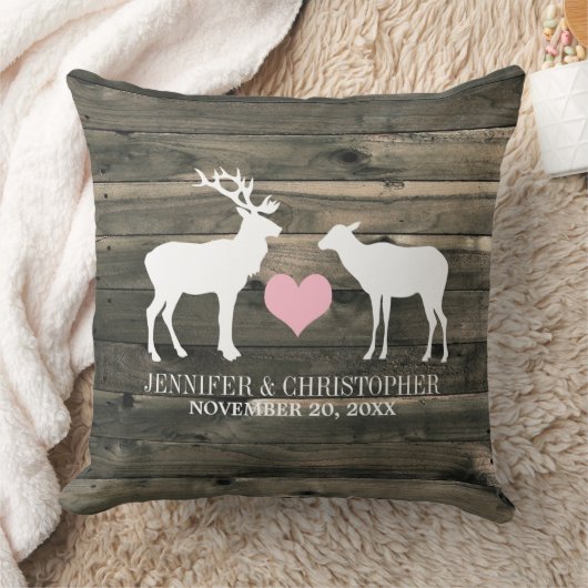 Rustige Land Buck and Doe Wedding Pillow Kussen (Deken)