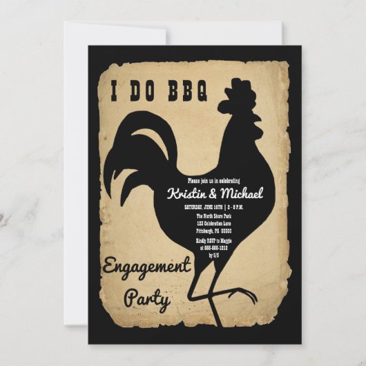 Rustige Land Chicken I DO BBQ Engagement Party Kaart (Voorkant)