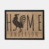 Rustige Land Cool Chick Faux Burlap Familienaam Deurmat (Voorkant)