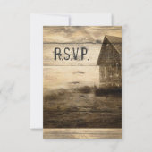 Rustige Land Old Barn Wedding RSVP reactie (Voorkant)