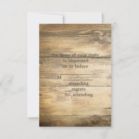 Rustige Land Old Barn Wedding RSVP reactie (Achterkant)