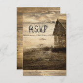 Rustige Land Old Barn Wedding RSVP reactie (Voorkant / Achterkant)