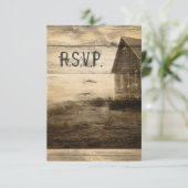 Rustige Land Old Barn Wedding RSVP reactie Kaartje (Staand voorkant)