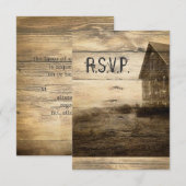 Rustige Land Old Barn Wedding RSVP reactie Kaartje (Voorkant / Achterkant)