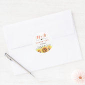 Rustige Land Sunflower Bouquet Wedding Favor Ronde Sticker (Envelop)