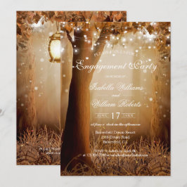 Rustige Land Tree String Lights Engagement Party Kaart