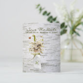 rustige land - wildbloem - bruiloft met witte berk aankondigingskaart (Staand voorkant)