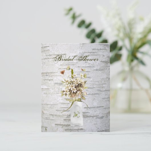 rustige land - wildbloem - bruiloft met witte berk kaart (Staand voorkant)