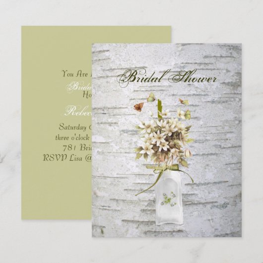 rustige land - wildbloem - bruiloft met witte berk kaart (Voorkant / Achterkant)