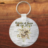 rustige land - wildbloem - bruiloft met witte berk sleutelhanger (Voorkant)
