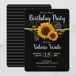 Rustige Land Zonnebloemen Birthday Party Kaart