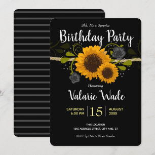 Rustige Land Zonnebloemen Birthday Party Kaart