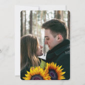 Rustige land zonnebloemfotobruiloft kaart (Achterkant)