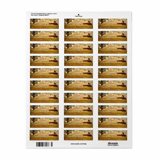 Rustige landbarrière met String Lights Etiket (Full Sheet)