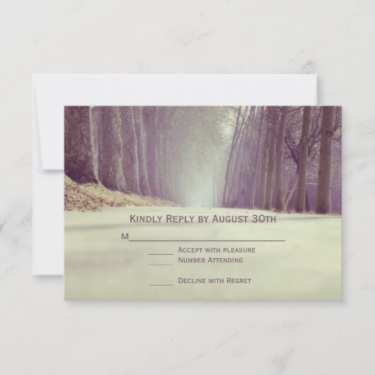 Rustige landbomen die het huwelijk met RSVP-kaarte RSVP Kaartje (Voorkant)