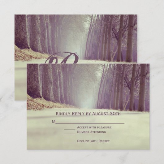 Rustige landbomen die het huwelijk met RSVP-kaarte RSVP Kaartje (Voorkant / Achterkant)