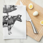 Rustige landbouwhuisdieren keuken Theedoek (Quarter Fold)