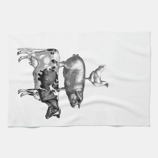  Rustige landbouwhuisdieren keuken Theedoek (Horizontaal)