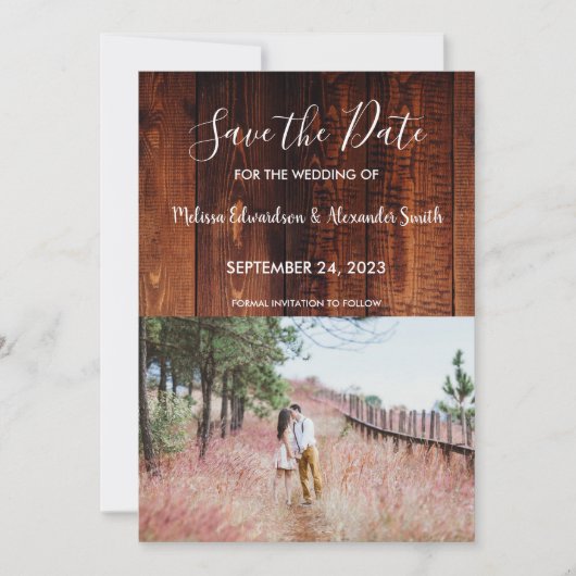 Rustige landbruinhout Bespaar de datum Kaart (Voorkant)