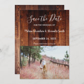 Rustige landbruinhout Bespaar de datum Kaart (Voorkant / Achterkant)