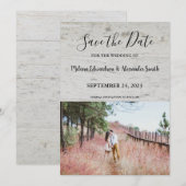 Rustige landbruinhout Bespaar de datum Kaart (Voorkant / Achterkant)