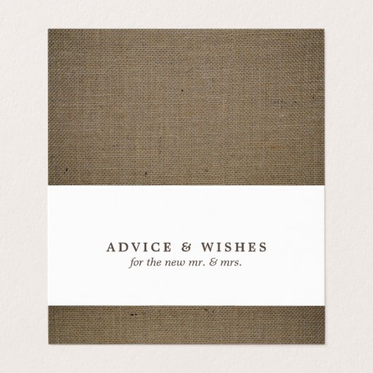 Rustige landburlap-advieskaarten visitekaartje (Buitenkant ongevouwen)
