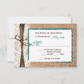 Rustige landburlap Blauwgroen RSVP-kaarten RSVP Kaartje (Voorkant)