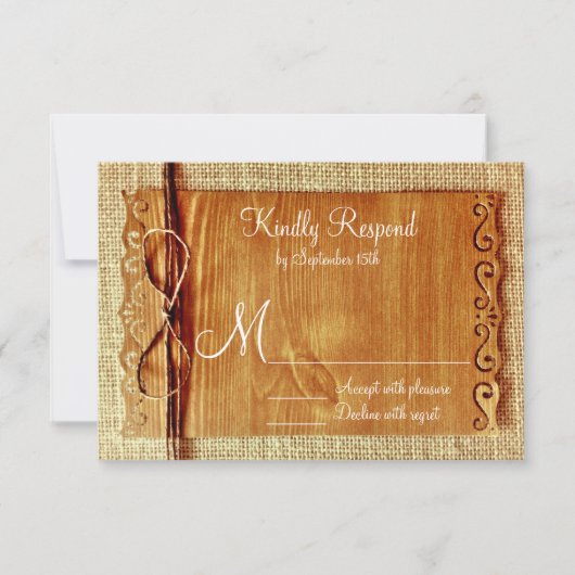Rustige landburlap Bokes RSVP-kaarten RSVP Kaartje (Voorkant)