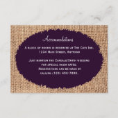 Rustige landburlap-Paarse accommodatiekaarten Informatiekaartje (Voorkant)