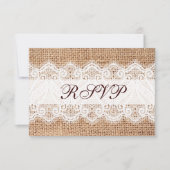 Rustige landburlap RSVP-kaarten RSVP Kaartje (Voorkant)