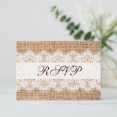 Rustige landburlap RSVP-kaarten RSVP Kaartje (Staand voorkant)