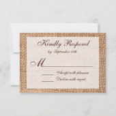 Rustige landburlap RSVP-kaarten RSVP Kaartje (Achterkant)