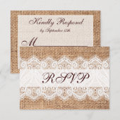 Rustige landburlap RSVP-kaarten RSVP Kaartje (Voorkant / Achterkant)