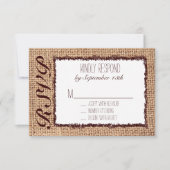 Rustige landburlap RSVP-kaarten RSVP Kaartje (Voorkant)