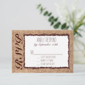 Rustige landburlap RSVP-kaarten RSVP Kaartje (Staand voorkant)