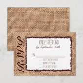 Rustige landburlap RSVP-kaarten RSVP Kaartje (Voorkant / Achterkant)